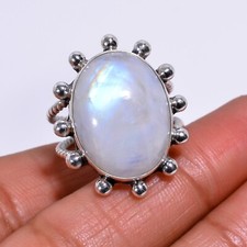 Rainbow Moonstone925 Sterling Silver Statement Ring, Oxide Antique Handmade Ring