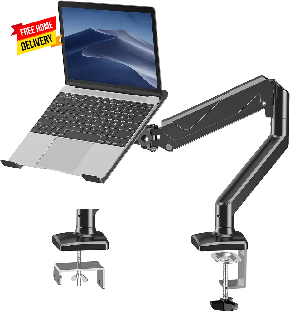 Laptop Stand Desk Mount with Gas Spring and Dual Monitor Function