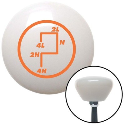 Orange Transfer Case #6 White Retro Shift Knob w/ M16x1.5 Insert Shifter Auto