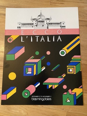 Vintage 1985 Ecco L'Italia Bloomingdale's POSTER Italy Fashion Food Decor PROMO