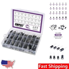 240Pcs Electrolytic Capacitors Assortment Kit 0.1uF-1000uF for TV, Radio, DIY