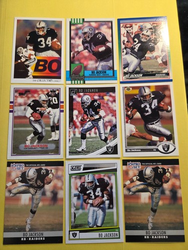 BO JACKSON 9 Card Lot Donruss LA Raiders Auburn Collection NFL Football - Picture 2 of 4