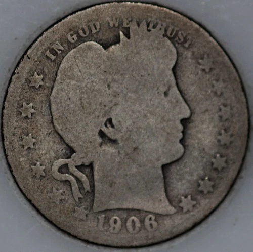 * 1906-P Barber Quarter 90% Silver, Early US Coin As Shown