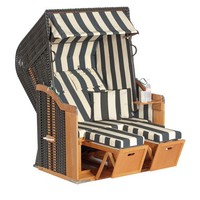 Sunnysmart Rustikal Garten-Strandkorb 250 Plus 2-Sitzer Anthrazit/Beige Mit Kiss