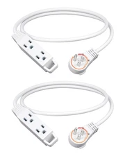 DEWENWILS 2-Pack 3FT Flat Plug Extension Cord 360° Rotating Power Strip ETL