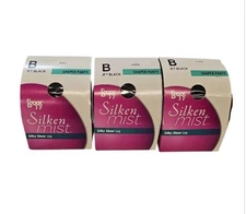 3 Pack Leggs Silken Mist Shaper Panty Sheer Toe Jet Black Size B Pantyhose 91952