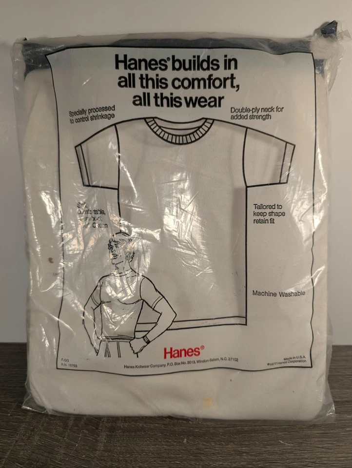 De Colección Años 70 Hanes Camisetas Blancas Para Hombre GRANDES Paquete de 3 Puntada Única Nuevo de Lote Antiguo Foto 2 de 4