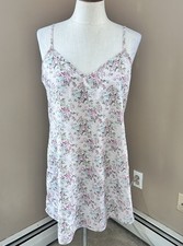 VTG LILY OF FRANCE Pink Floral Ivory Lace Chemise Nightgown Lingerie L