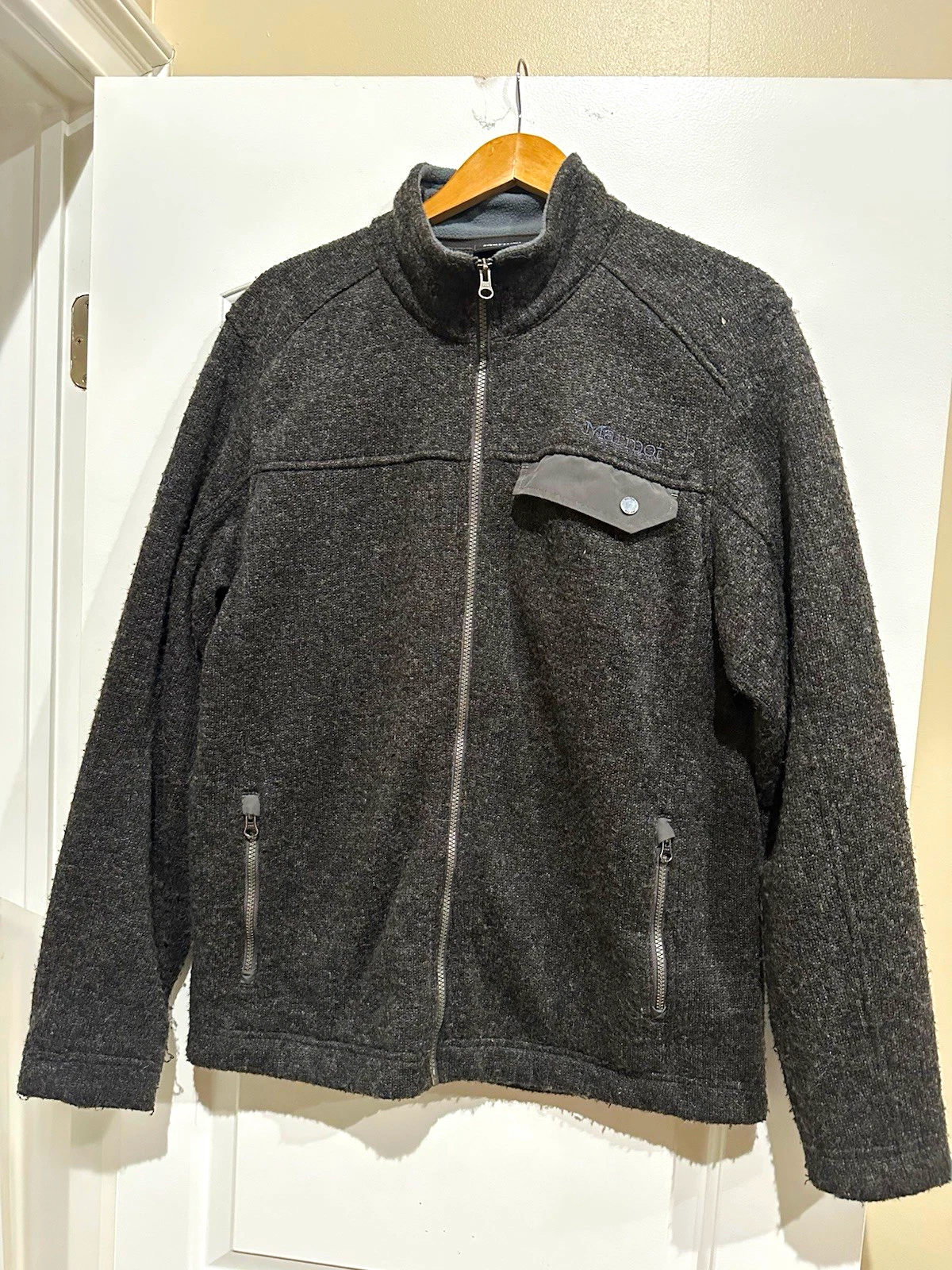 Marmot Men's Brown Fleece Full Zip Jacket Stand-Up Collar Pockets Size L - product detail image 1