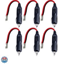 6PACK 12V Replacement Cigarette Lighter Male Plug with Lead - 12V 15Amp Fuse...