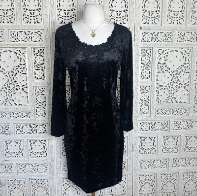 Vintage Black Velvet Witchy Whimsygoth Fairy Beaded Long Sleeve Dress Sz Medium | eBay Vintage Black Velvet Witchy Whimsygoth Fairy Beaded Long Sleeve Dress Sz Medium | eBay