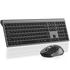 Wireless Mouse Keyboard Combo Full-Size Calculator Button 2400 DPI Gray