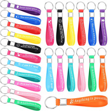24 Pcs Inspirational Keychains Bulk  Silicone Motivational Key Chains, Thank Yo