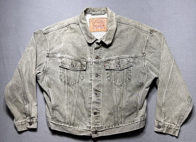 VTG 1992 Levis Denim Trucker Jacket Mens Sz Large Olive Stone Wash Oversized USA