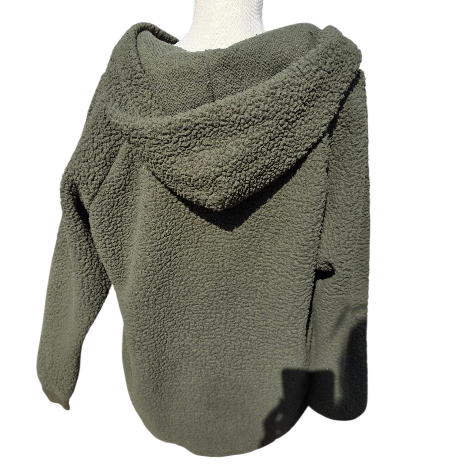 UNDERCOVER ROSA Victoria's Secret Sherpa Pullover Felpa con Cappuccio Mezza Zip Accogliente Caldo Oliva M