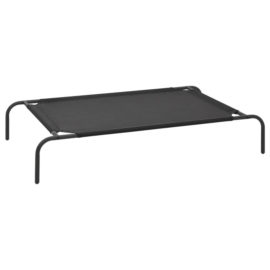 Large Black Dog Bed with Polyester & PVC Cover on Powder-Coated Steel Frame