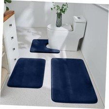 3-Piece Memory Foam Bathroom Rug Set, Navy