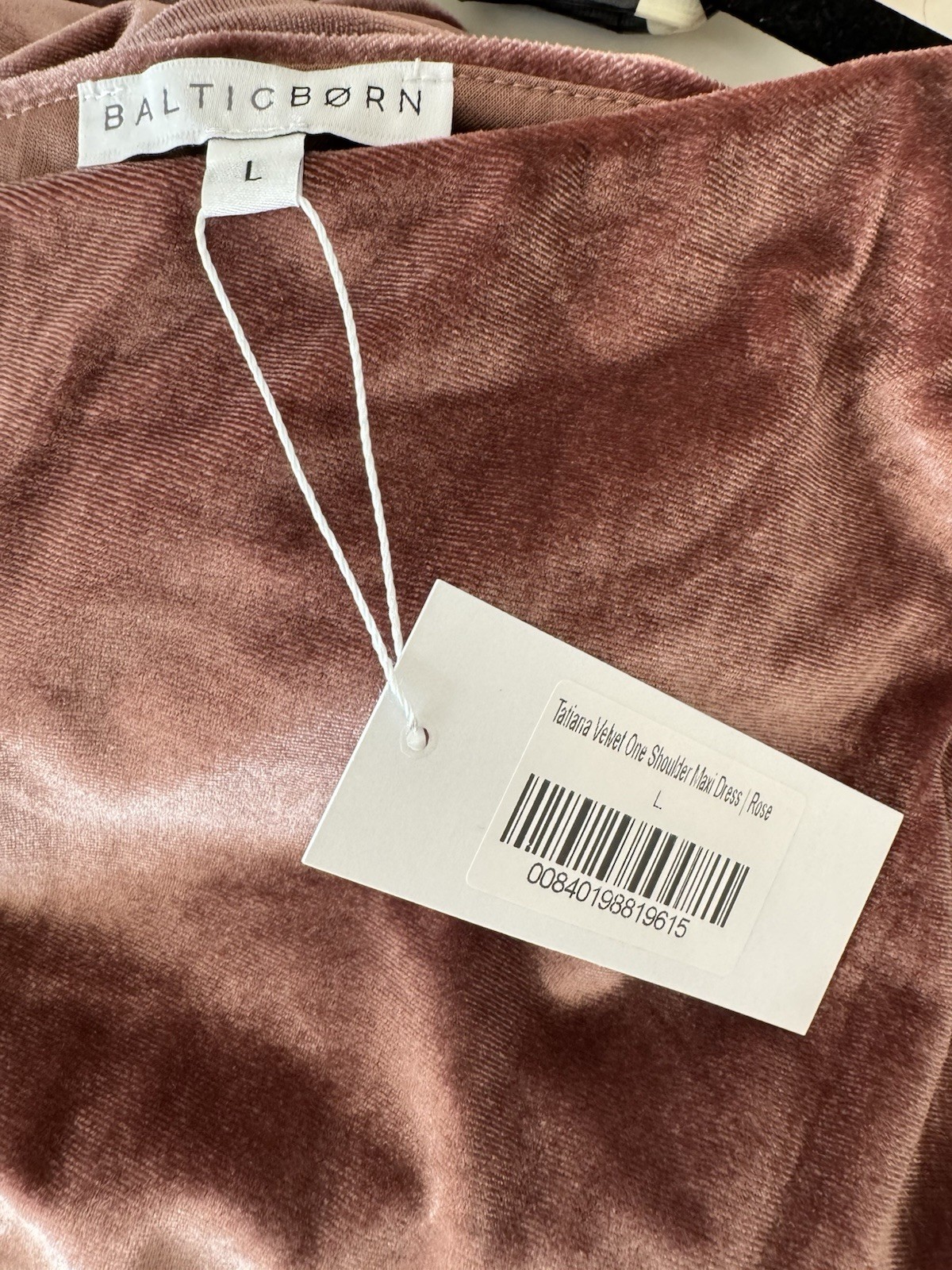 NWT Large Baltic Born Tatiana One Shoulder Strap Maxi Dress - Rose Velvet - LRG