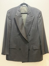 Vintage Yves Saint Laurent YSL Mens Double Breasted Wool Pinstripe Blazer Jacket