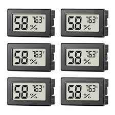 6 Pack Mini Hygrometer Indoor Humidity Meter, Small Digital Thermometer Black