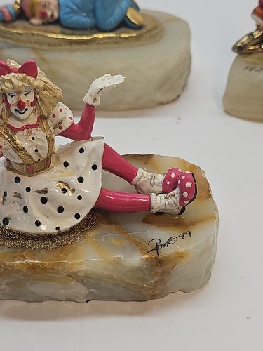 Ron Lee Clowns Lot Of 3 on Onyx Stone Gold Plated "Adorable Lara" Sleeping - Picture 3 of 15