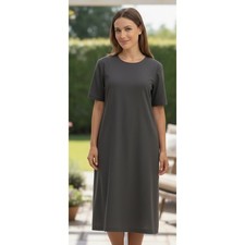 Talbots Wool Blend Sheath Dress Size 16 Navy Blue Short Sleeve Lined Career Work