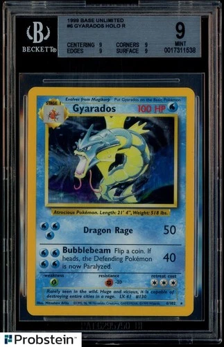 1999 Pokemon Game Base Unlimited #6 Gyarados Holo Rare BGS 9 MINT