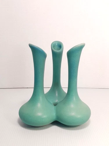Van Briggle Turquoise Pottery Tri Triple Bud Vase