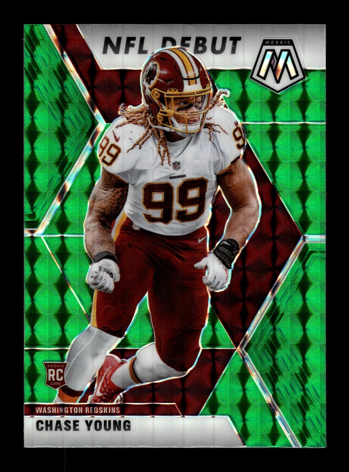 2020 Panini Mosaic Green Prizm #272 Chase Young RC - Washington