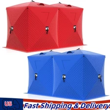 Double Hub 6 Person Tent Ice Fishing Shelter Portable Pop-Up Ice Fishing Tent