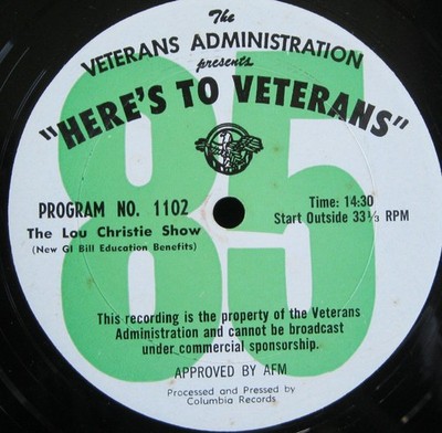 Lou Christie - Here's to Veterans radio transcript - songs and commentary