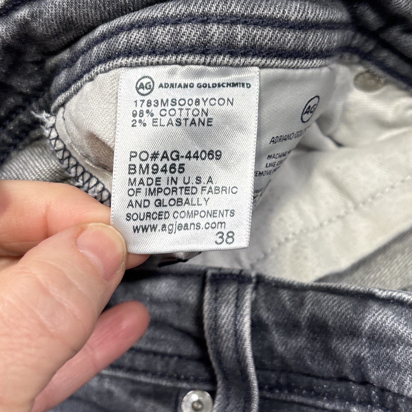 AG Adriano Goldschmied Jeans Mens 38 The Tellis Modern Slim Gray Fits 40 X 33 - View 6