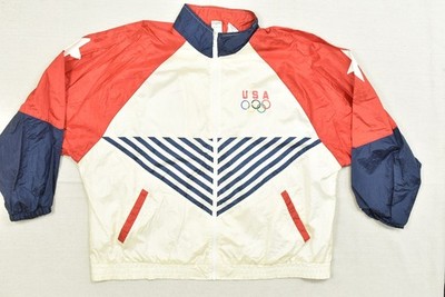 Vintage USA Olympic Committee Windbreaker Jacket Mens Large White