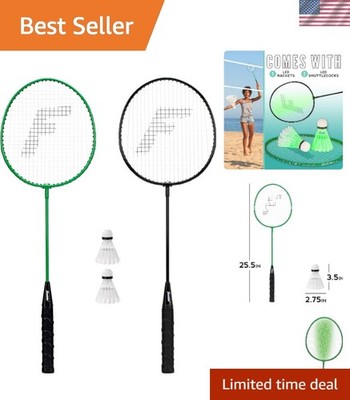 2-4 Player Glow In The Dark Badminton Set with Lightweight Alloy Rackets