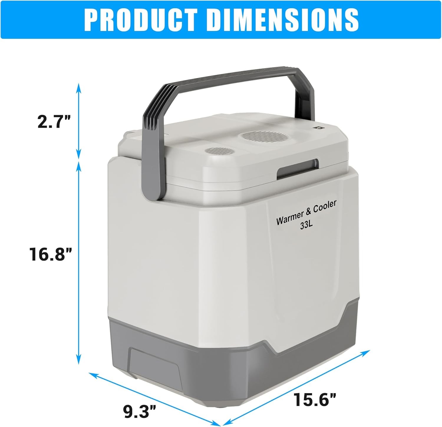 35Quart 33L Portable Electric Cooler Warmer 12V/110V Dual-Power Car Refrigerator