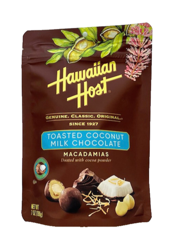Hawaiian Host Toasted Coconut Milk Chocolate Macadamia Nuts 7oz 198g Bag NEW