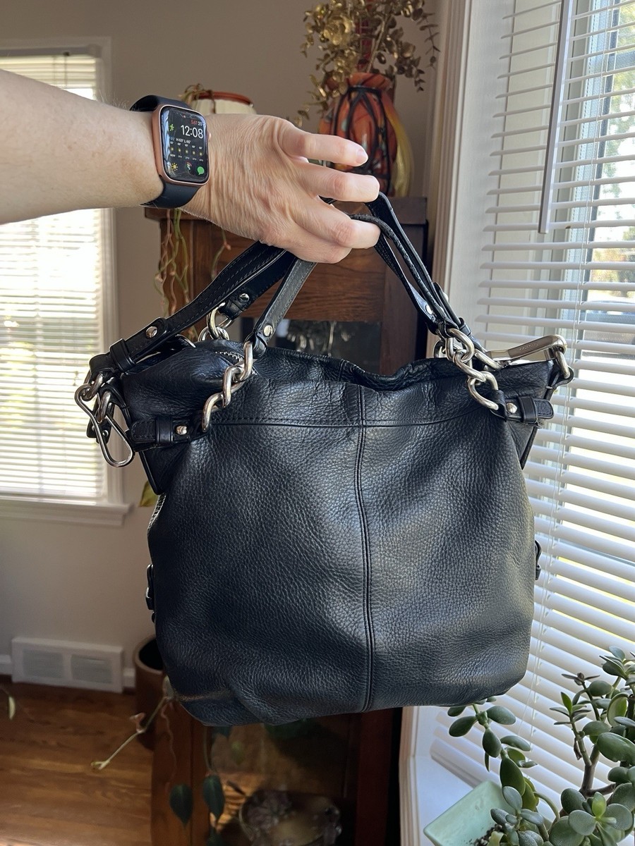 Coach Brooke Black Pebbled Leather Hobo Tote Handbag G1120-14142M