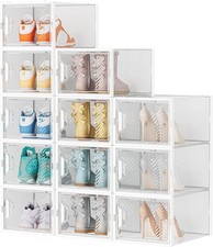 Shoe Storage, 12 Pack X-Large Shoe Organizer for Closet, Shoe Boxes Clear Plasti