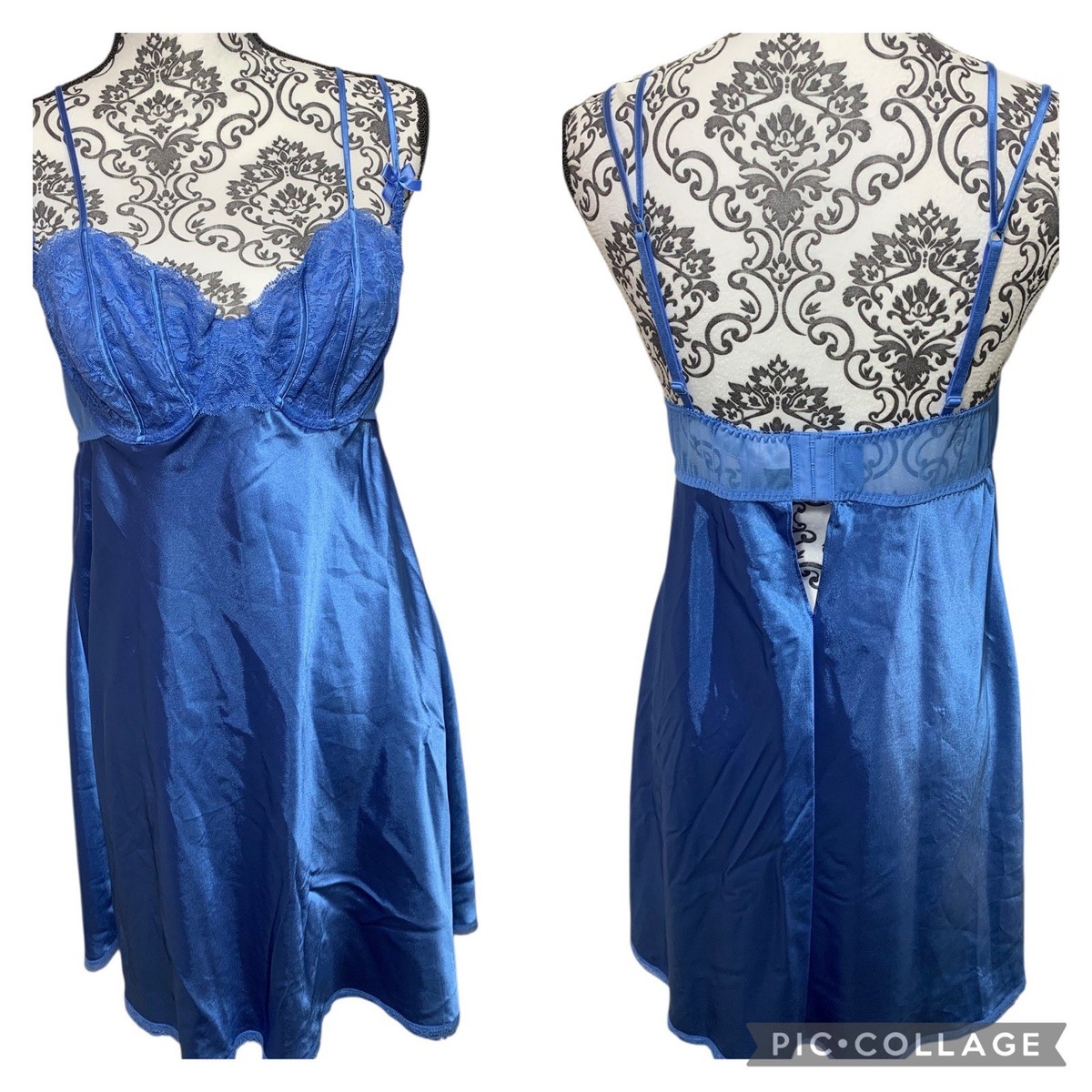 Morgan Taylor Satin Chemise Slip Dress Large Built In Bra Sheer Lace Stretch | eBay Morgan Taylor Satin Chemise Slip Dress Large Built In Bra Sheer Lace Stretch | eBay