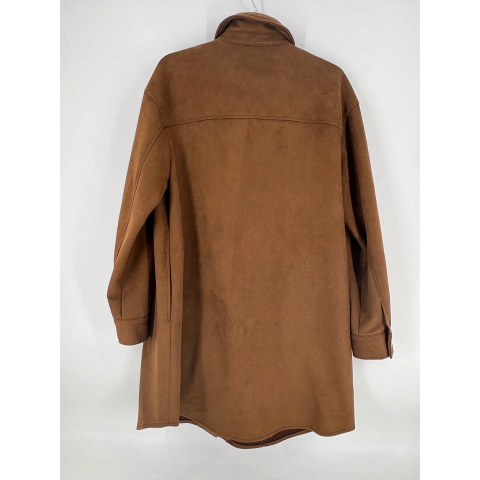 Marc Нью-Йорк искусственной замши рубашка куртка коричневый длинная верхняя юбка Shacket Sz S - Изображение 2 из 4