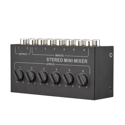  Stereo 6 Kanal Passiv Mischer RCA Audio Mixer 6 Eingänge und 2 Ausgä P8K1