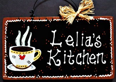 COFFEE CUP Personalize Name KITCHEN SIGN Java Decor Wall Art Hanger ...