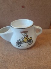  CREAM /GOLD COLOUR VINTAGE CAR DESIGN CERAMIC POTTERY SHAVING MUG