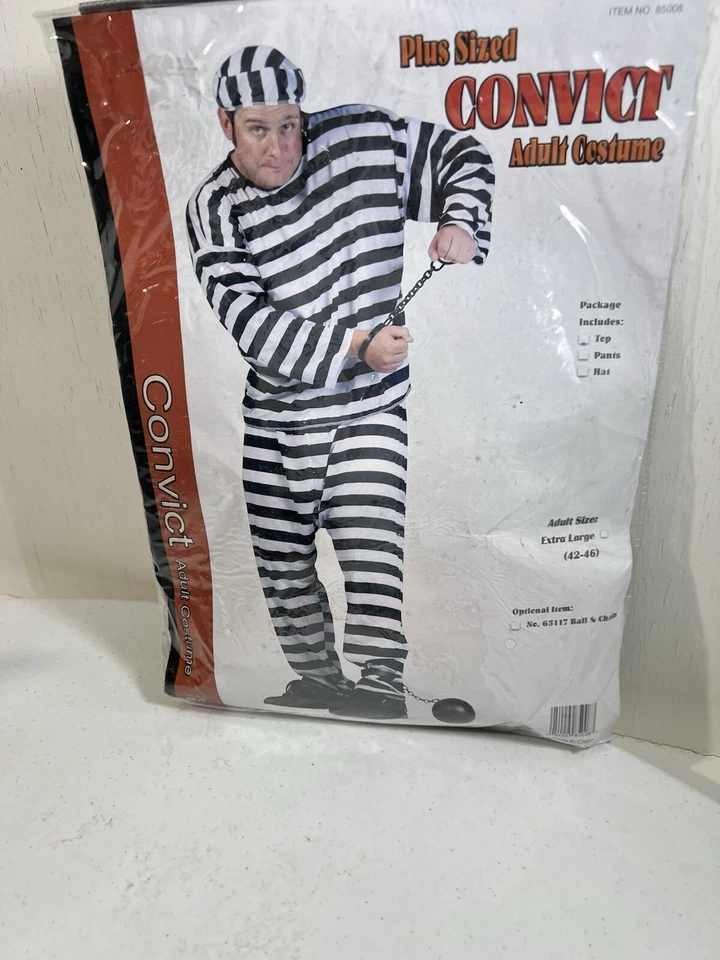 Disfraz de Jailbird Talla Grande Extra Grande Adulto Convicto Prisionero Halloween Foto 3 de 4