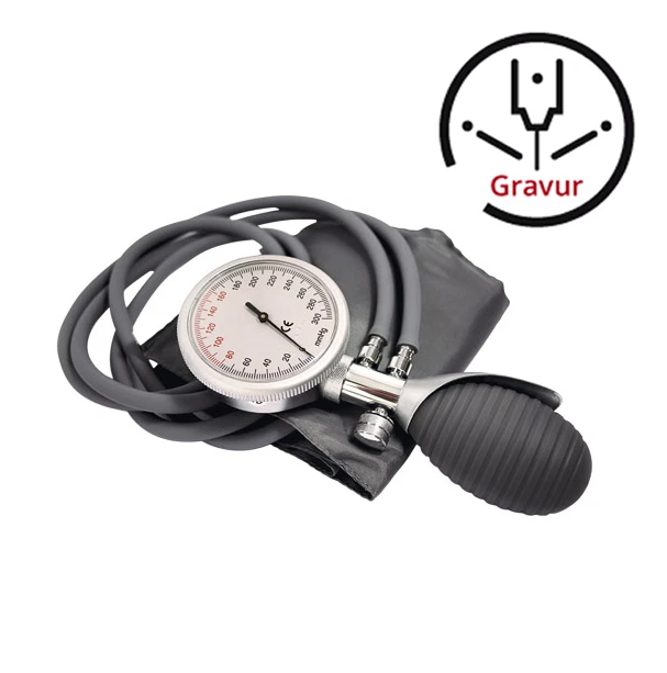 FENOMED Manuelles Blutdruckmessgerät PREMIUM 2-Schlauch MIT GRAVUR Klettmanschette Etui