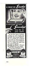 Iodent Tooth Powder Paste Print Ad Vintage Advertisement Dental Advertising 1943