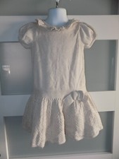 Janie And Jack Lavish  Luxe Ivory/Gold Metallic Sweater Dress Size 3T Girl's