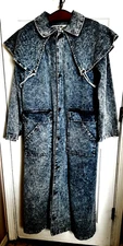 Duster Coat Womens M Equestrian Western  Denim w/Caplet-Broken Spear-USA