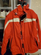 Womens Rossignol Sz 16 Ski Board Jacket Parka W/ Hood Red White Vented WARM