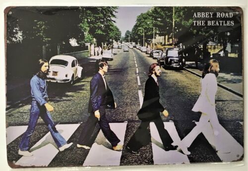 Panneau en étain logo Beatles Abbey Road (Man Cave Stones Ringo LED ZP Dave Clark W4038 - Photo 1 sur 1